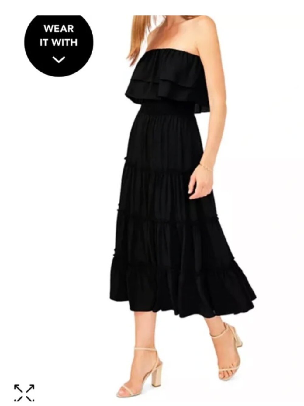 1. State Black Strapless Tiered Dress NWT